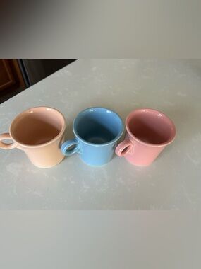 Fiesta Ware Mug Set – 3 Spring Pastel Colors (Pink, Blue, Peach)